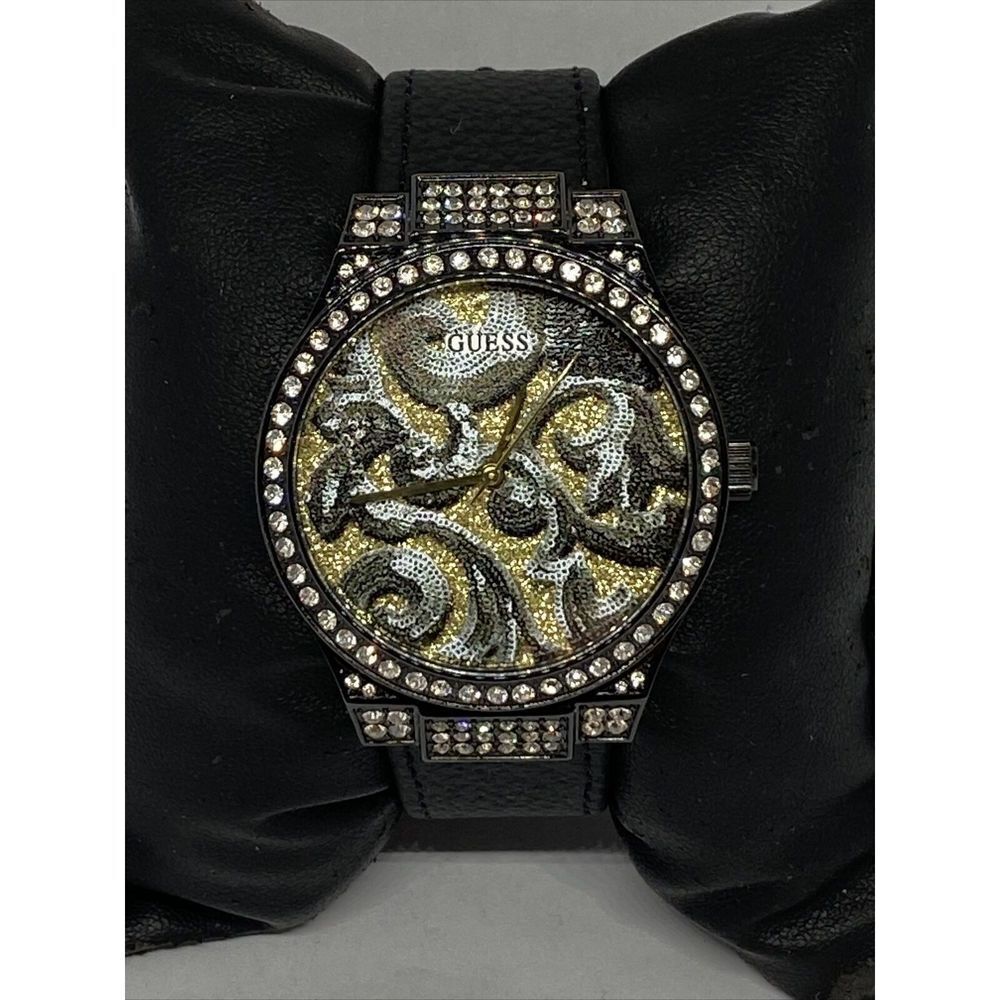 Guess U0844L1 Women's Black Leather Analog Dial Quartz Genuine Wrist Watch LJ190